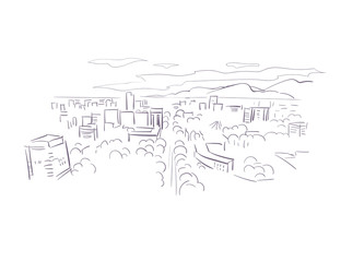 Tirana Albania Europe vector sketch city illustration line art