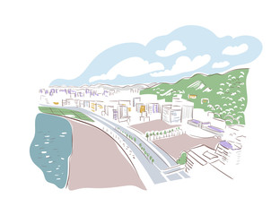 Vlore Albania Europe vector sketch city illustration line art