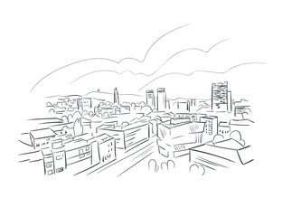 Sarajevo Bosnia and Herzegovina Europe vector sketch city illustration line art