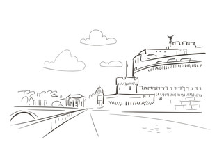 Obraz premium Vatican City Europe vector sketch illustration line art