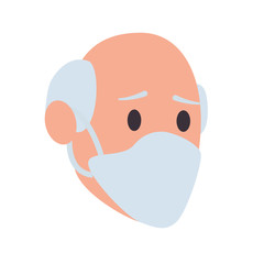 old man head with face mask
