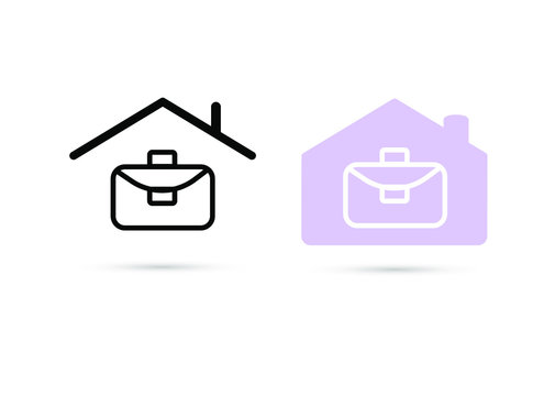 Working From Home Icon. Work At Home. Line Icon. Freelance Symbol. Purple Home Office Icon