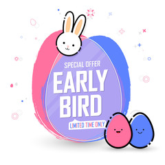 Early Bird Sale, Easter special offer, discount banner design template, promo tag, vector illustration