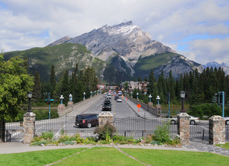 View To The Banff Avenue Looking Like A Carpet Beneath The Cascade Mountain