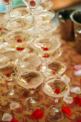 champagne glasses on a table