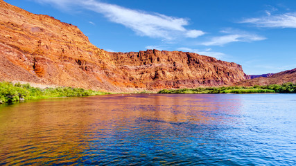 Fototapeta na wymiar The Colorado River at Paria Beach near Lees Ferry in Marble Canyon, Arizona, United States