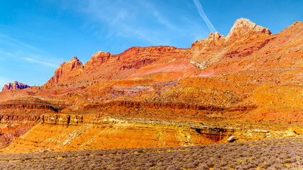 The colorful Red and Yellow Sandstone Cliffs in Marble Canyon in Vermilion Cliffs Wilderness Area, Arizona, United States