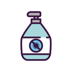 antibacterial gel bottle icon, line color style