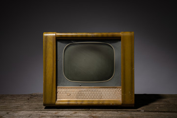 Old style Retro Tv isolated on grey background