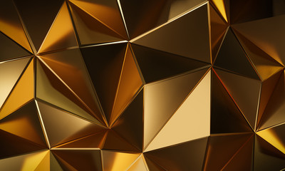 Luxury Gold Abstract 3D, Lowpoly Background, Illustration