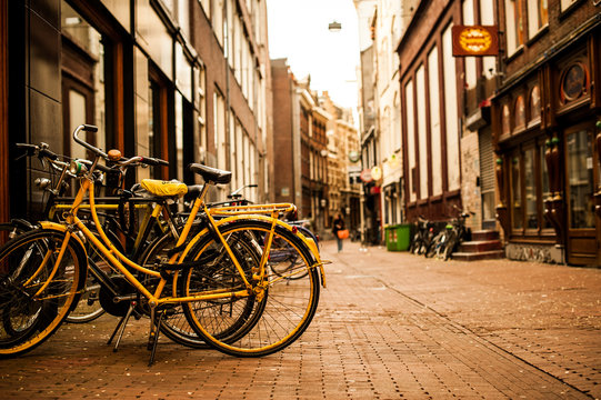 Amsterdam bikes and coffee shops © Joel