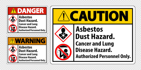 Safety Label,Asbestos Dust Hazard, Cancer And Lung Disease Hazard Authorized Personnel Only