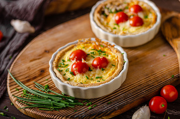 Homemade cheese quiche with garlic