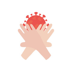 Obraz premium stop covid19 concept, hands stopping the coronavirus symbol, flat style