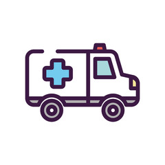 healthcare concept, ambulance icon, line color style
