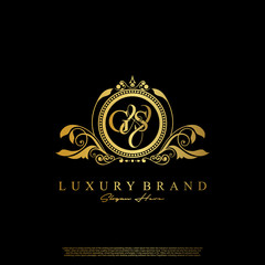 G & S / GS logo initial vector mark. Initial letter G and S GS logo luxury vector mark, gold color elegant classical symmetric curves decor.