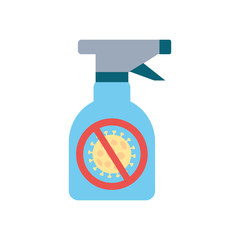 stop covid 19 concept, coronavirus disinfectant spray icon, flat style