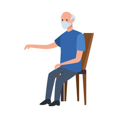 old man seated in wooden chair