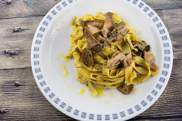 Fettuccine pasta with porcini mushrooms