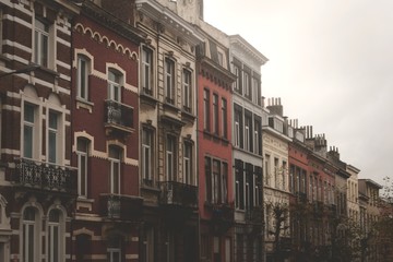 Fototapeta na wymiar Typical flemish architecture on residential buildings in Brussels, Belgium.
