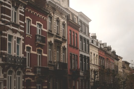 Typical flemish architecture on residential buildings in Brussels, Belgium.