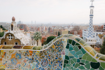 Fototapeta premium city view from park guell in barcelona spain
