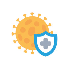 stop covid19 concept, coronavirus symbol and protection shield icon, flat style