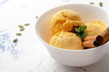 homemade pumpkin ice cream with cinnamon