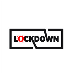 simple text Lockdown prevent corona virus, rectangle typography logo design template