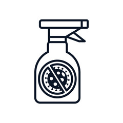 stop covid 19 concept, coronavirus disinfectant spray icon, line style