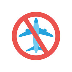 Fototapeta premium stop covid19 concept, forbidden sign with airplane icon, flat style