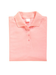 folded polo shirt pink red isolated on white background