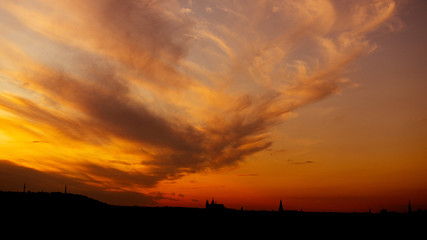 sunset in the city