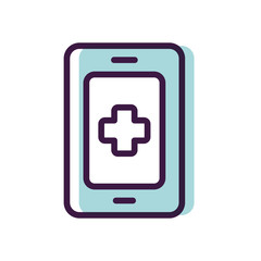 Fototapeta premium healthcare concept, smartphone with medical app icon, line color style
