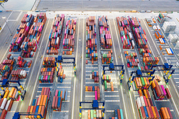 aerial view Container ship,Business logistic and supply chain import-export international