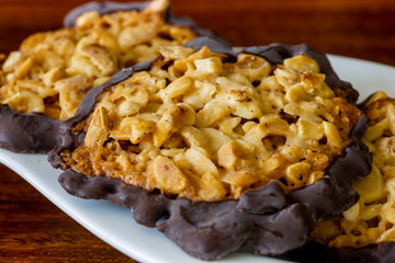 Closeup of Florentiner Bisquits on a background