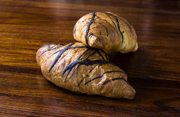 Chocolate Croissants on a breakfast table