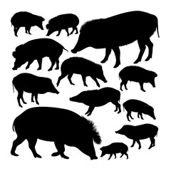 Vizayan warty pig animal silhouettes.  Good use for symbol, logo, web icon, mascot, sign, or any design you want.
