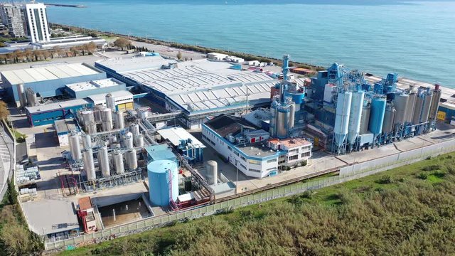 Top view of the chemical plant and the surrounding area