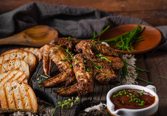 Grilled barbecue chicken wings