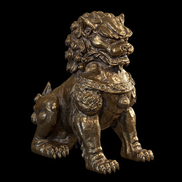 Chinese lion guardian sculpture