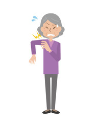 肩　痛み　お婆さん　シニア　痛い　四十肩　五十肩　全身