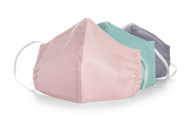Medical masks on white background