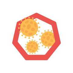 stop covid19 concept, sign with cornavirus symbol icon, flat style