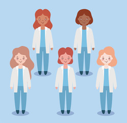 women doctors standing, medical team