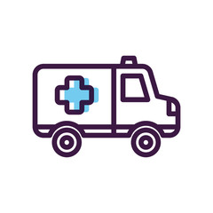 Fototapeta premium healthcare concept, ambulance icon, line color style