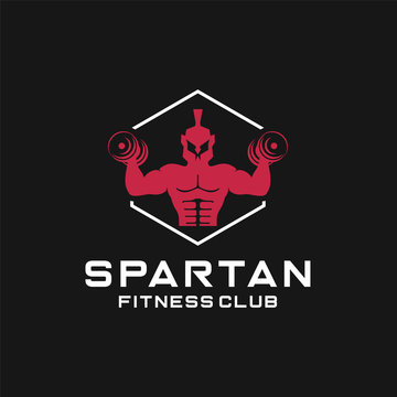 spartan fitness vector design template, sports logo template with spartan warrior