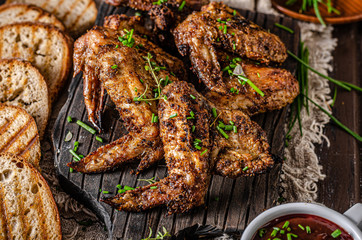 Grilled barbecue chicken wings