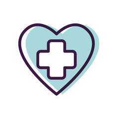 healthcare concept, heart with medical cross icon, line color style