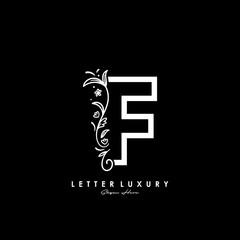 initial logo F letter luxury flourishes ornament logo template